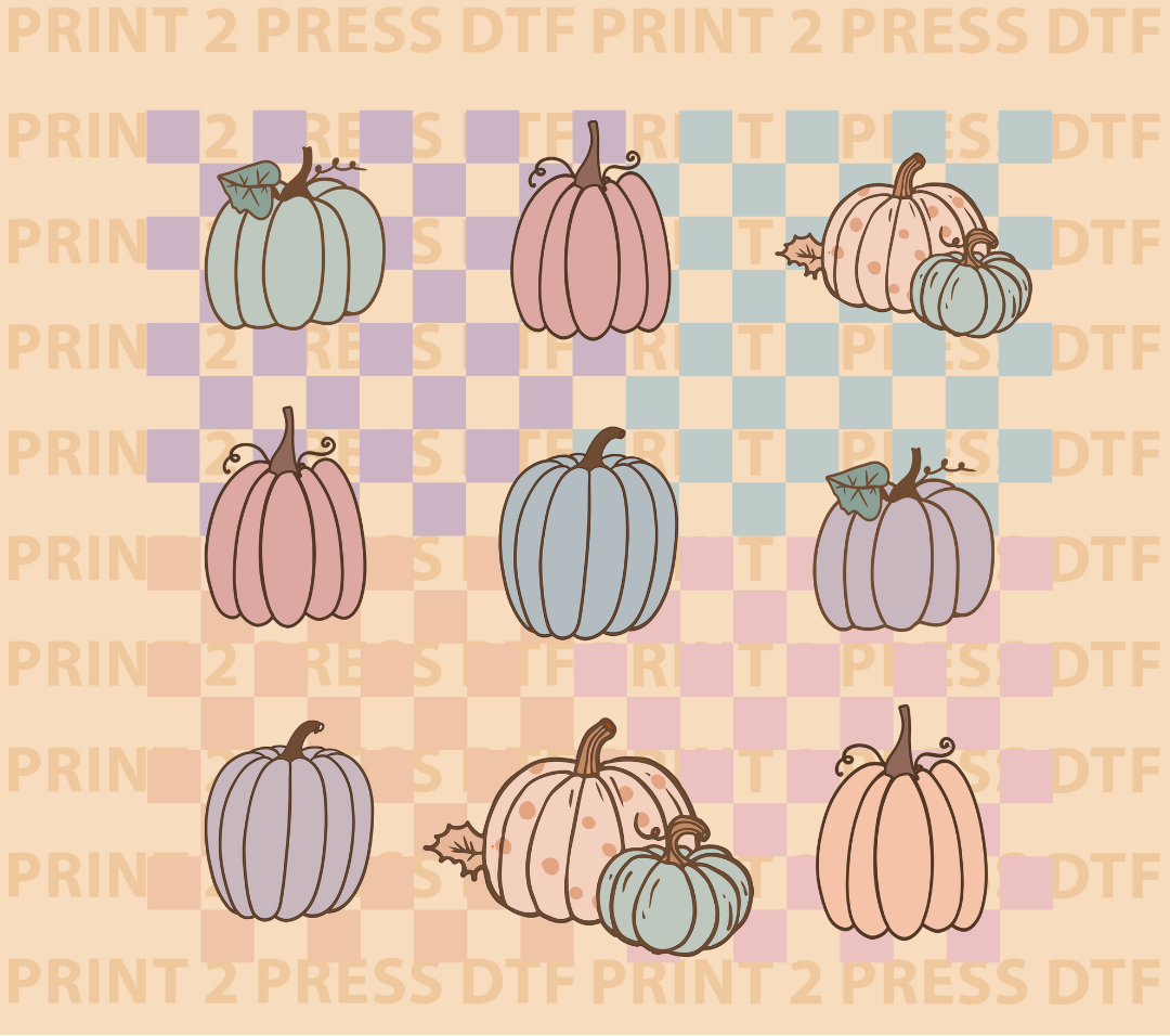Pastel Pumpkins Checkered