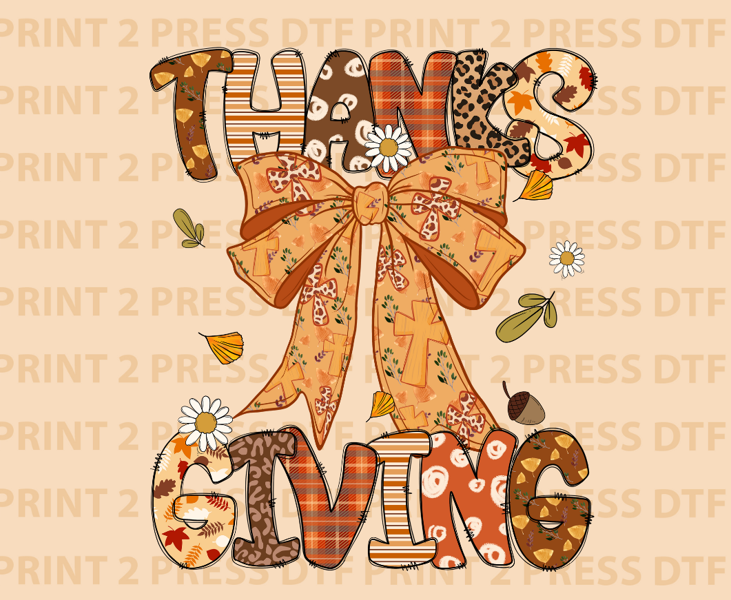 Thanksgiving Doodle Bow
