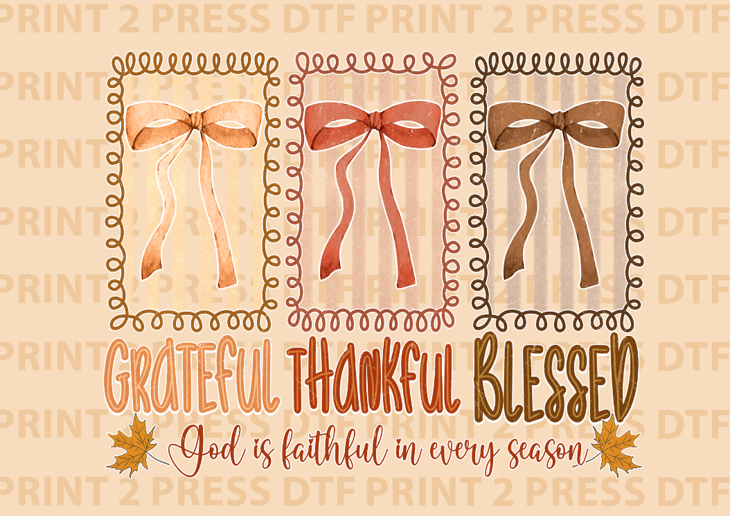Grateful Thankful Blessed Bows