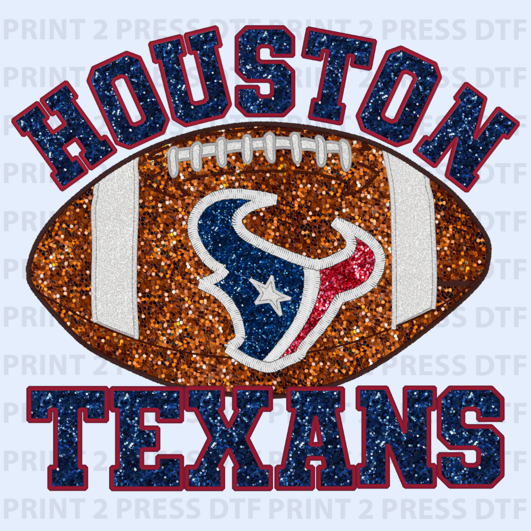 Faux Glitter Texans Football