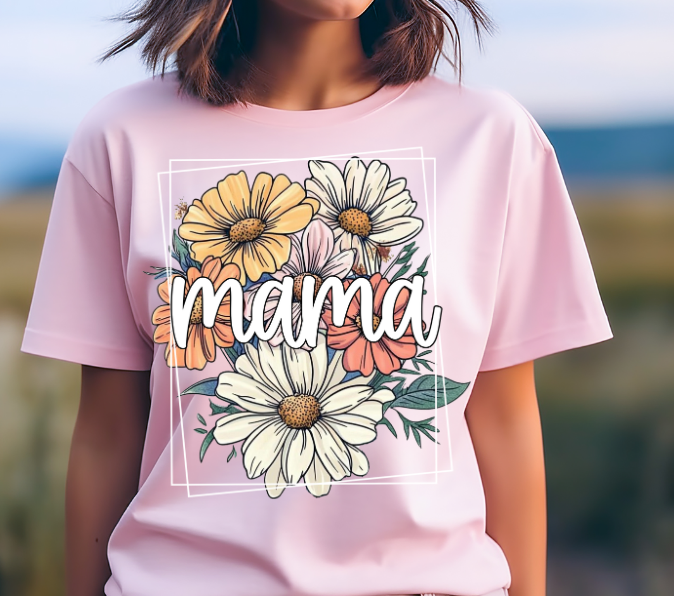 Mama Floral Frame White