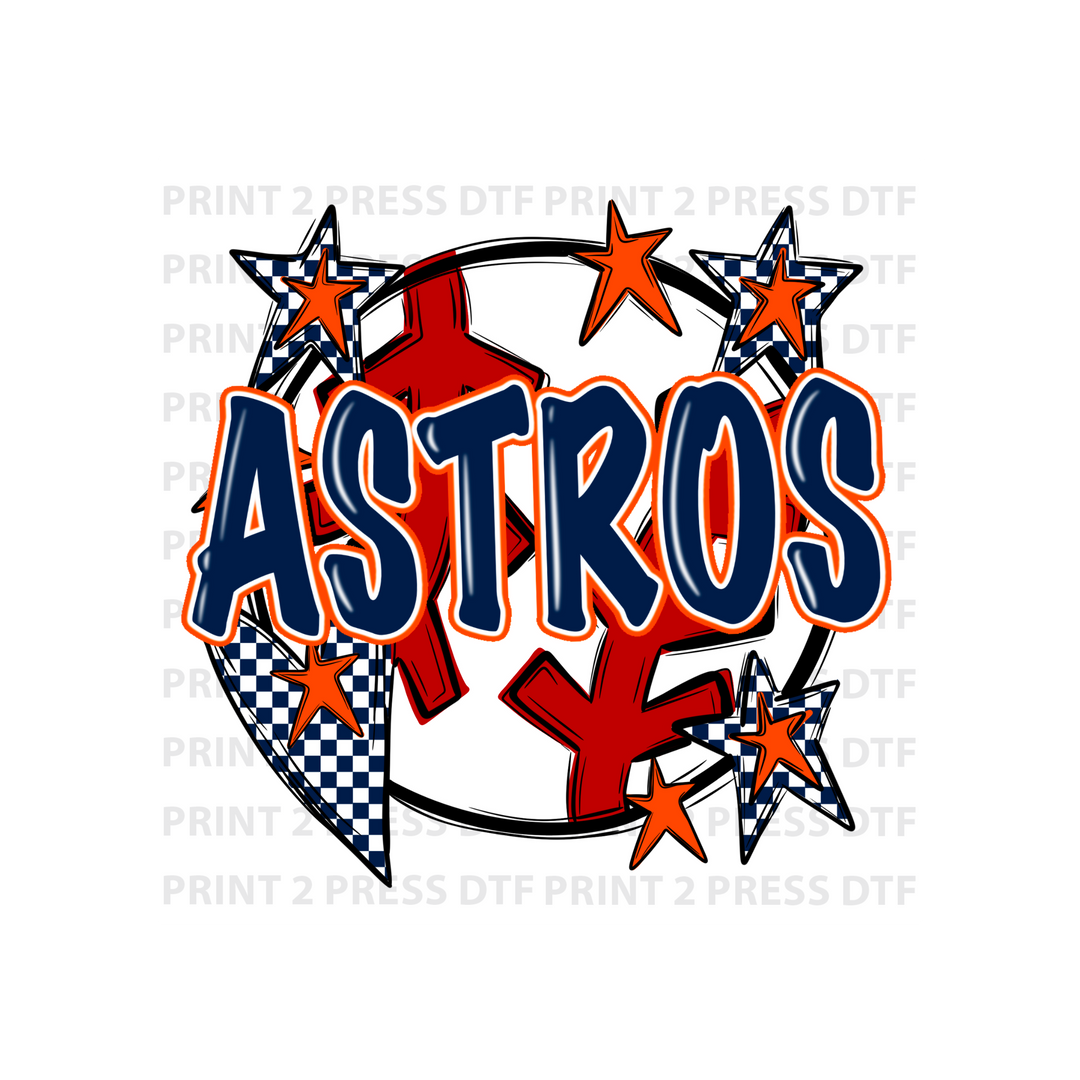 Astros Baseball - Checkered Stars