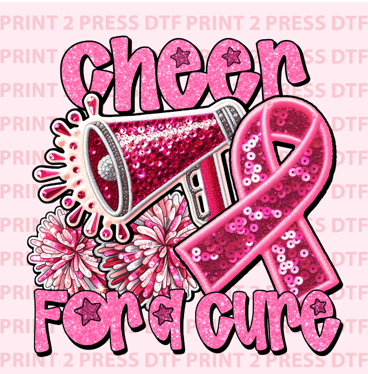 Faux Sequin Cheer For Cure Cancer