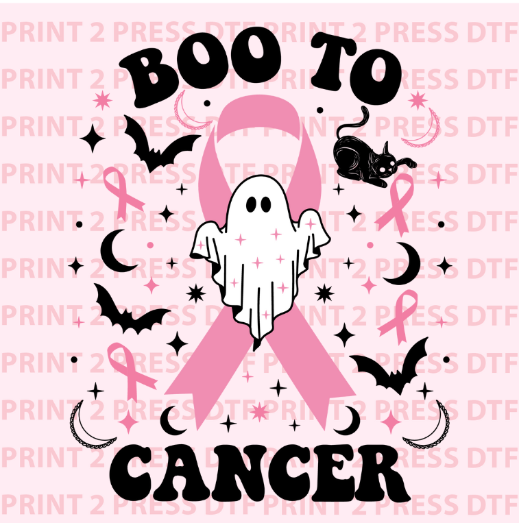 Boo to Cancer Pink Ribbon (Bats)