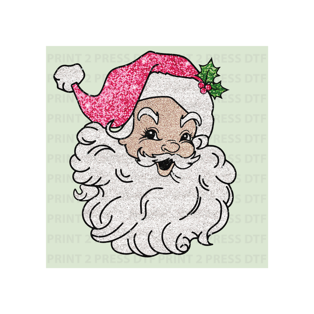 Faux Glitter Santa Fuchsia Hat