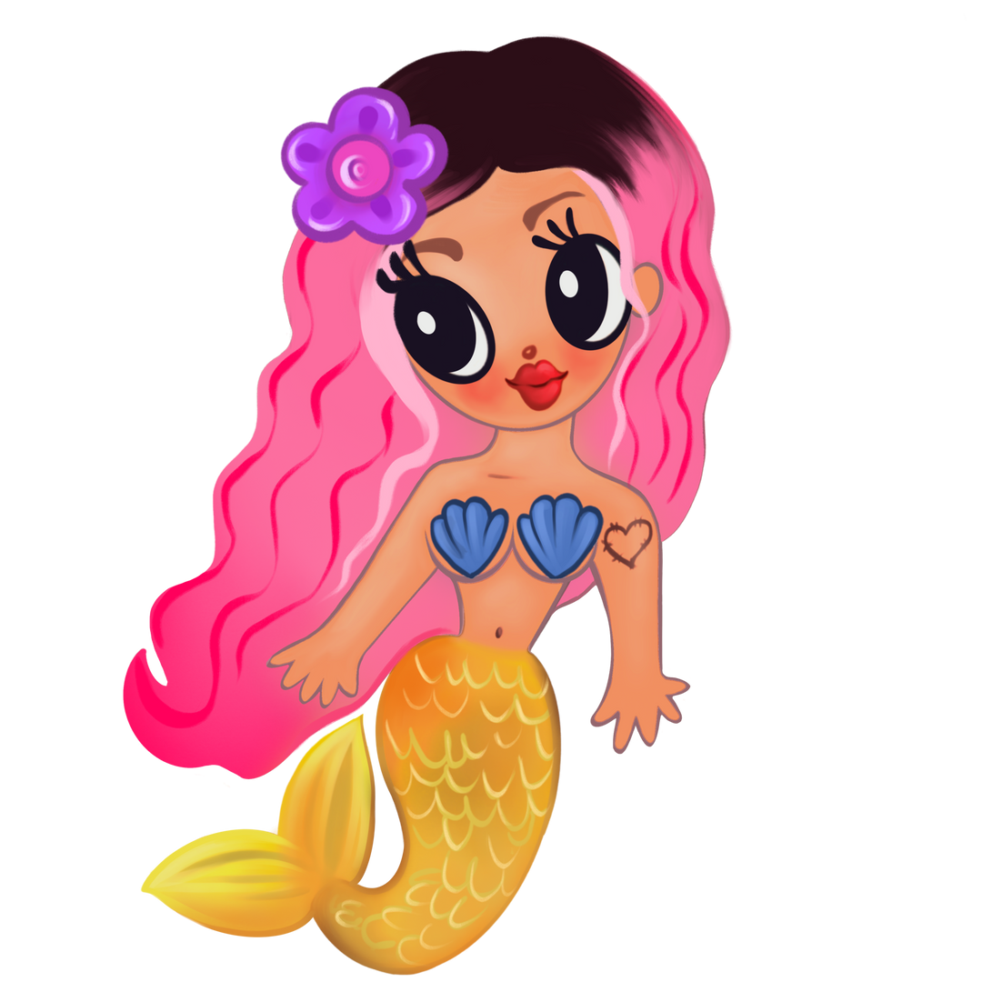Sirena Pink Hair Purple Flower