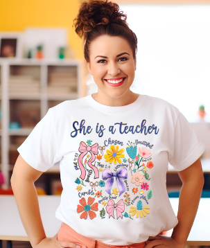 She is a Teacher Bows and Florals