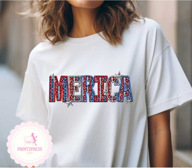 Merica Faux Embroidery DTF Transfer