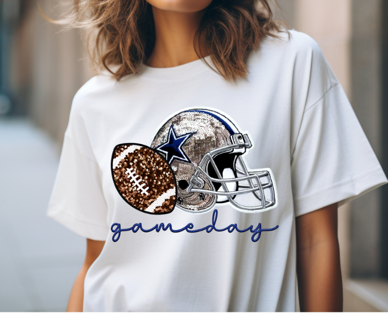 Cowboys Faux Sequin Helmet Gameday