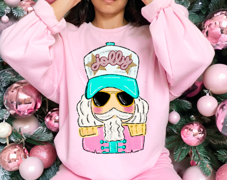 Jolly White & Teal Trucker Santa