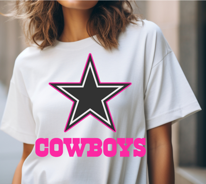 Pink Outline Navy Cowboys