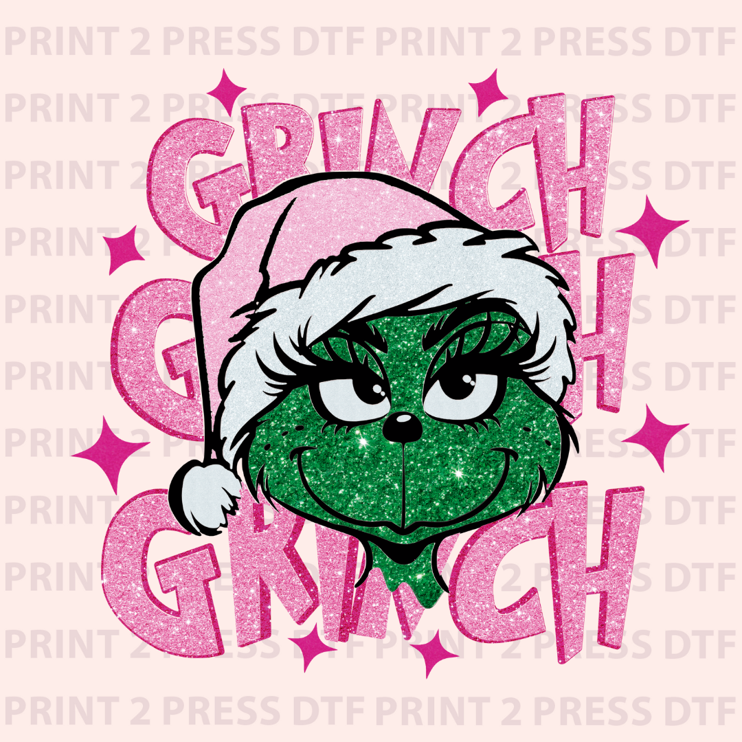 Faux Glitter Pink Grinch Grinch Grinch