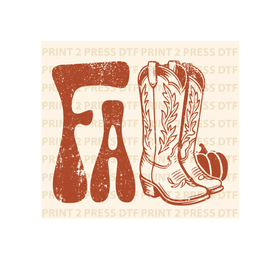 Fall Cowboy Boots (Distressed Orange)