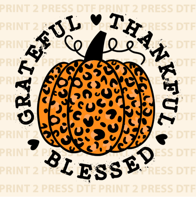 Cheetah Thankful Blessed Pumpkin
