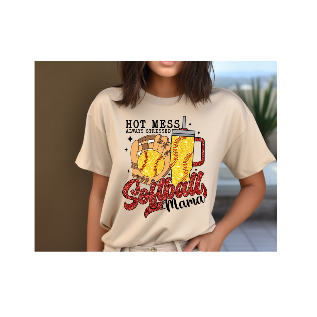 Hot Mess Softball Mama