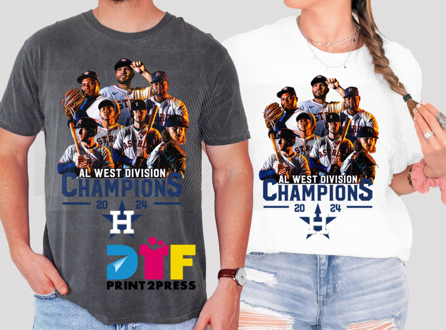 Unisex AL West Division Champs Team 2024 DTF Transfer Blue Font