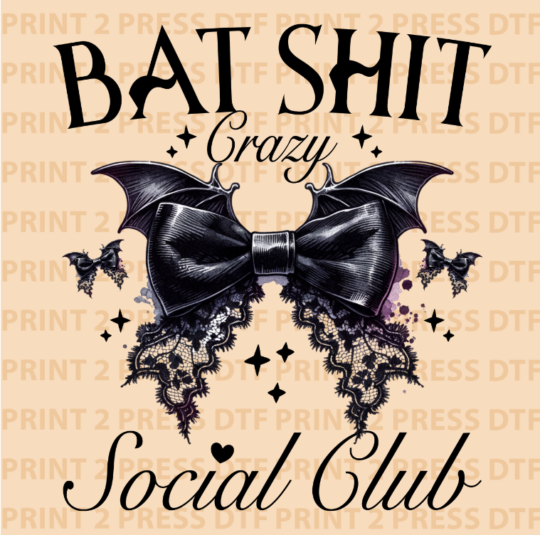 Bat Shit Social Black Bow