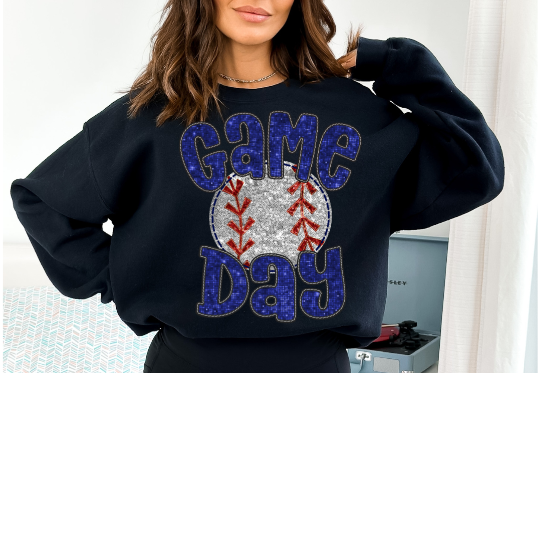 Faux Sequin Game Day Blue