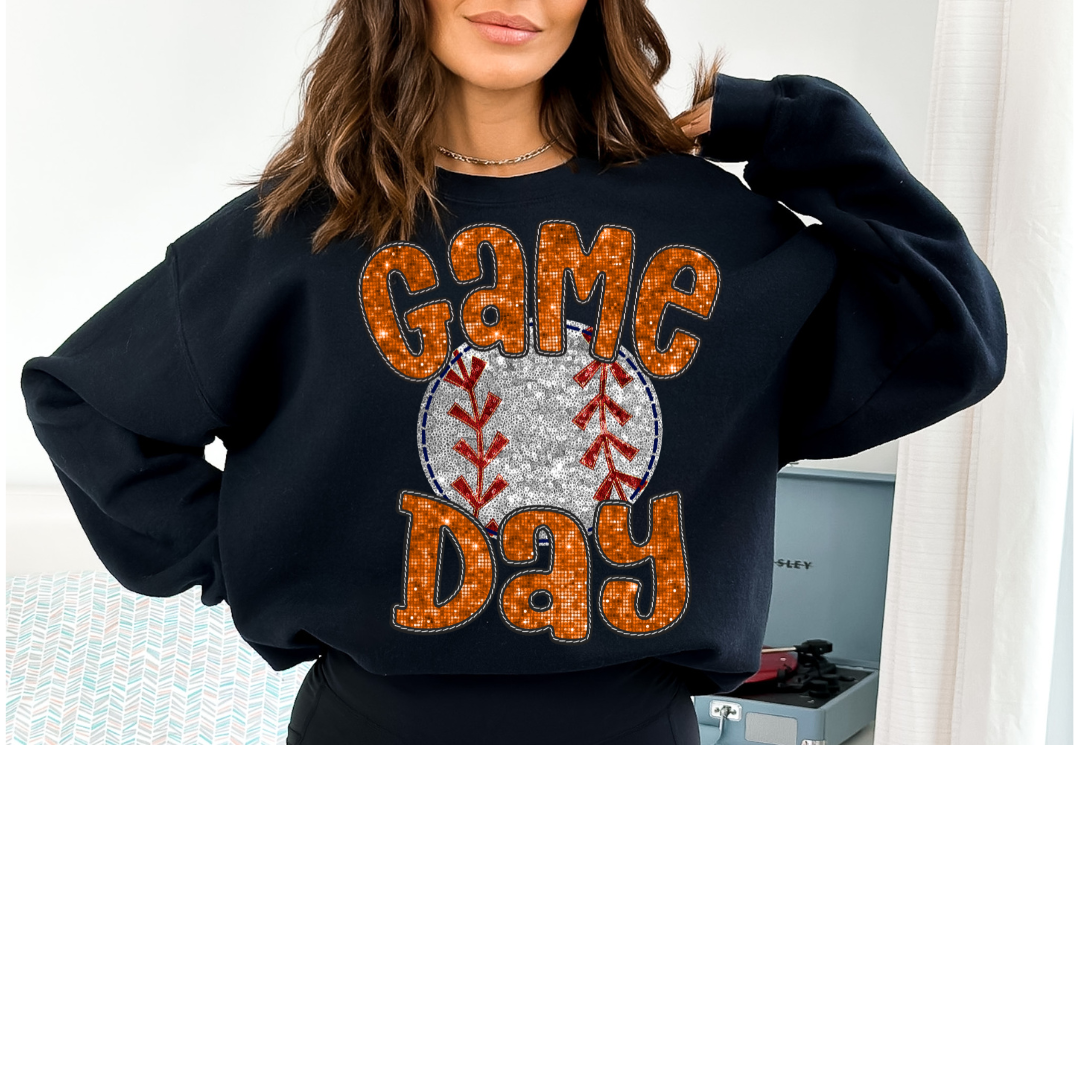 Faux Sequin Game Day Orange