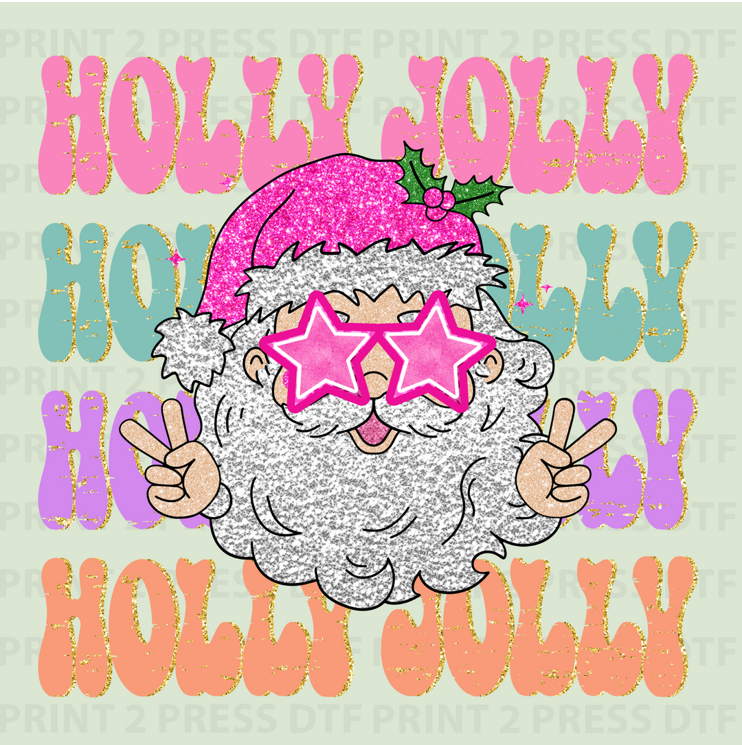 Neon Holly Jolly Santa