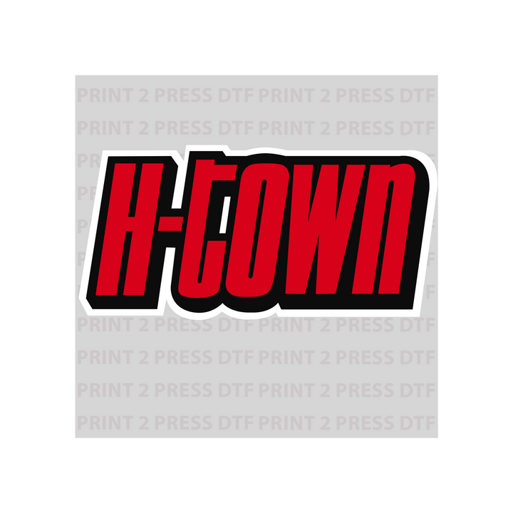H-Town Red and Black White Outline