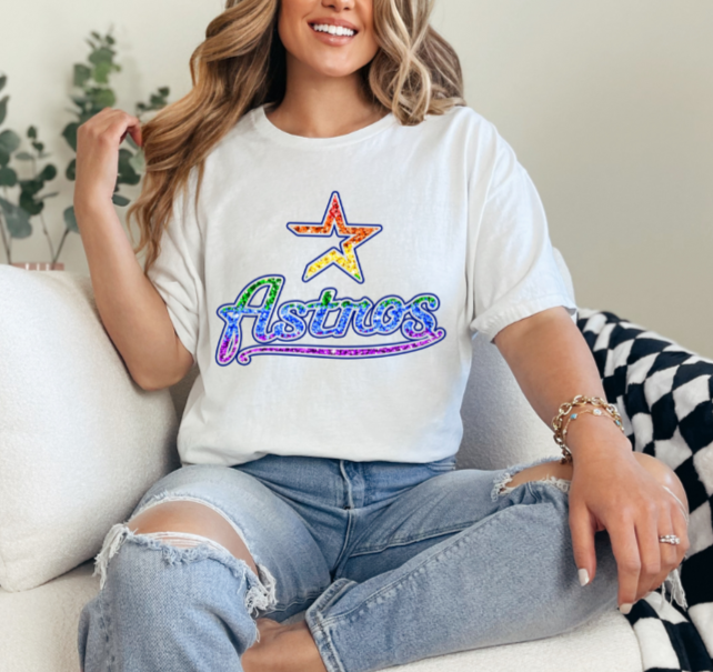 Astros Pride Faux Glitter