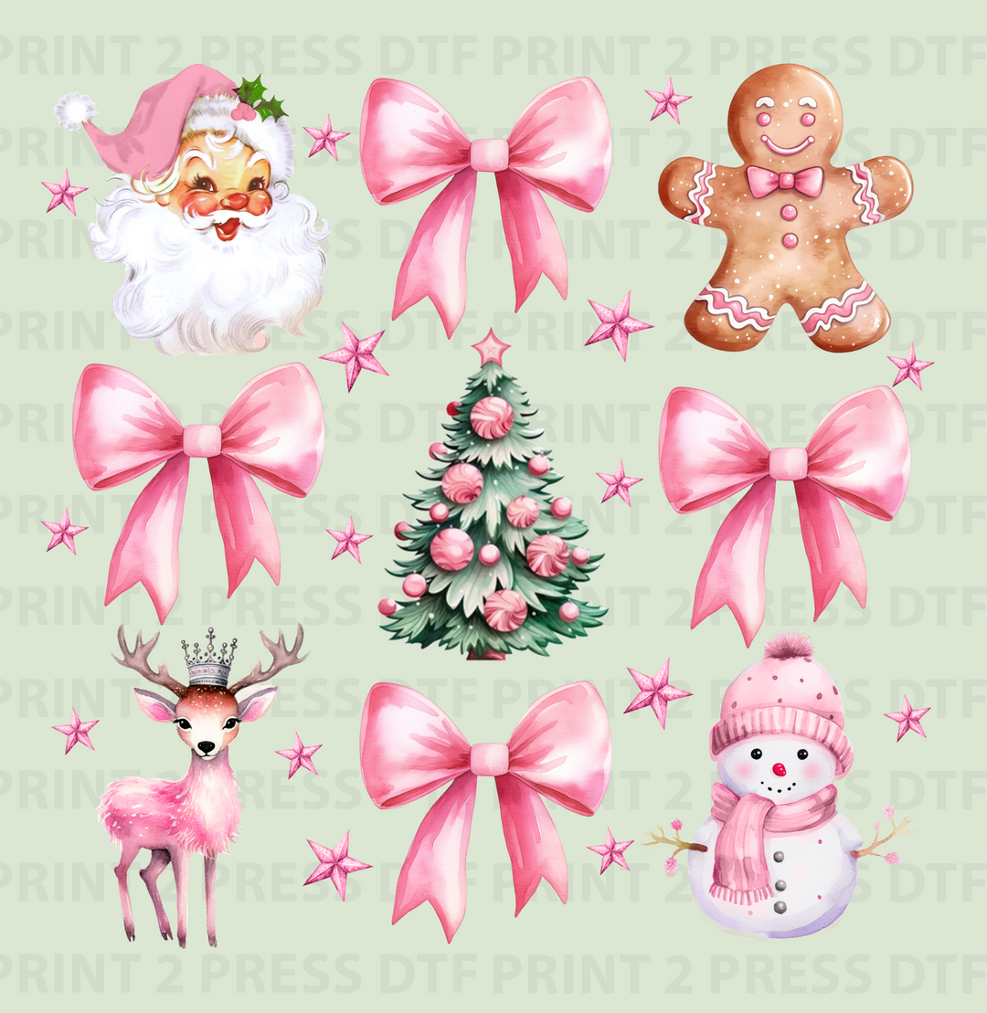 Santa Gingerbread Pink Bows