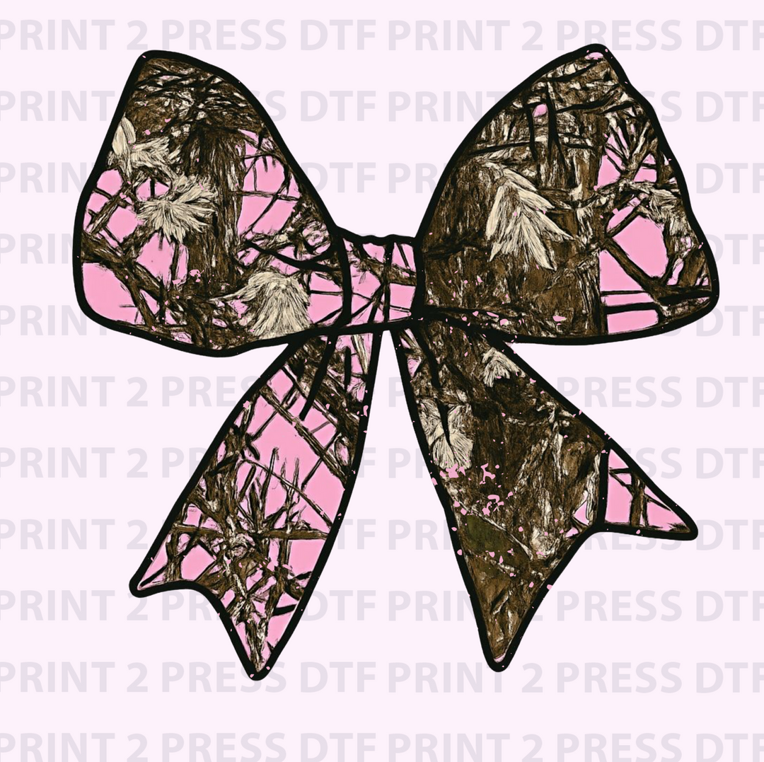 Camo Couqette Bow (Pink Brown)
