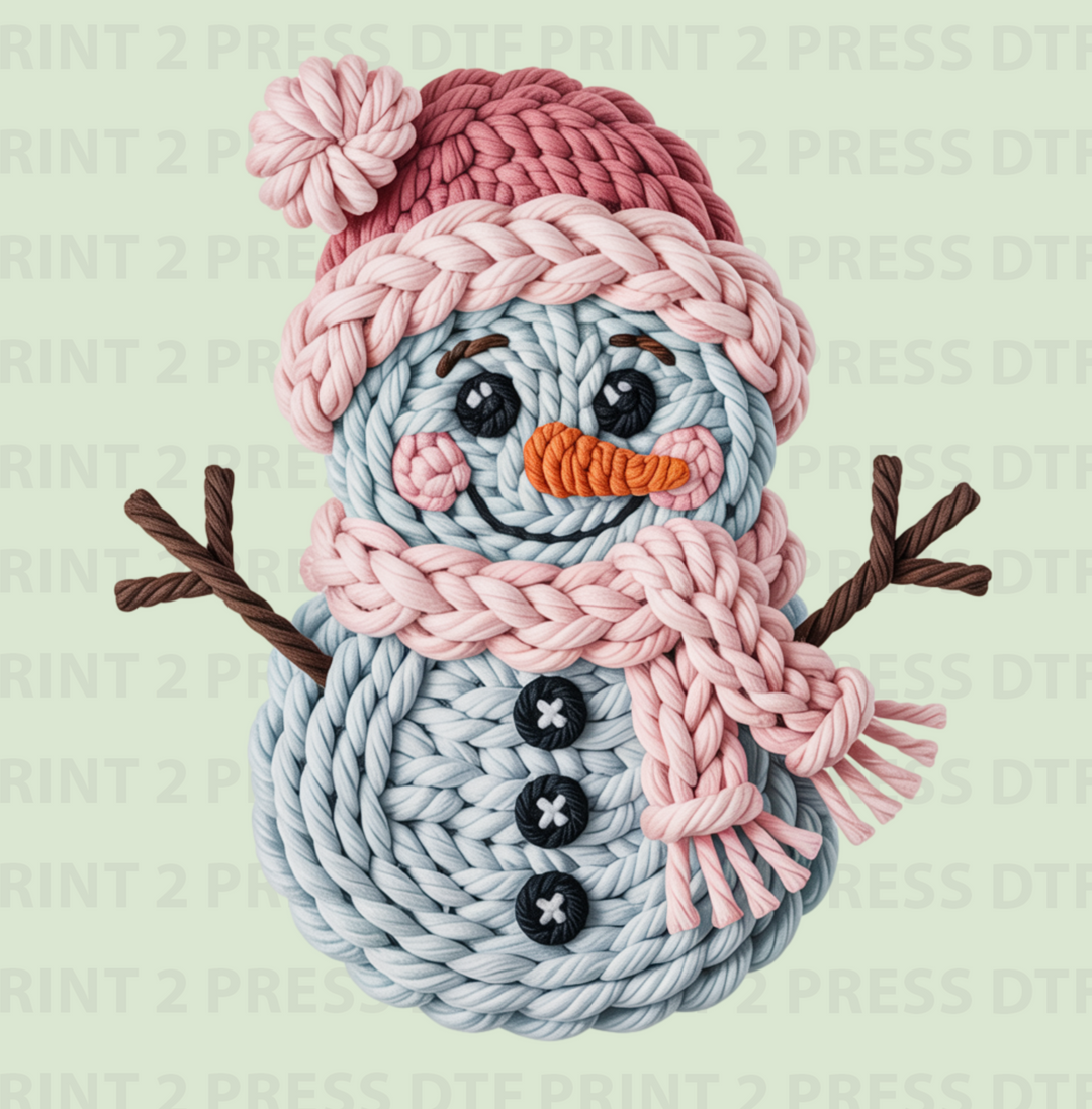 Snowman w Pink Scarf Crochet