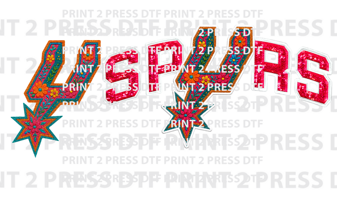 Spurs Floral Embroidery Front and Back