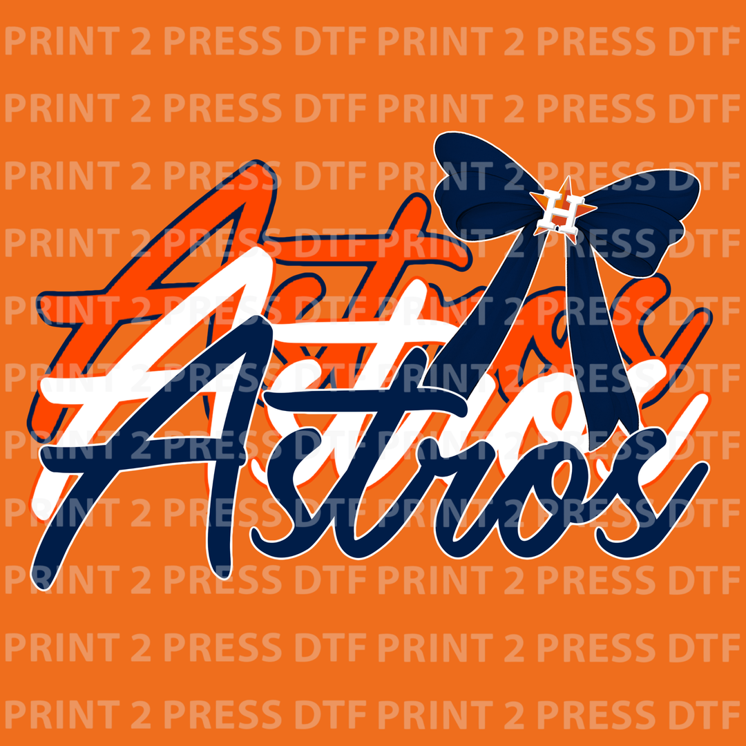 Astros (Orange, White, Navy) with Bow