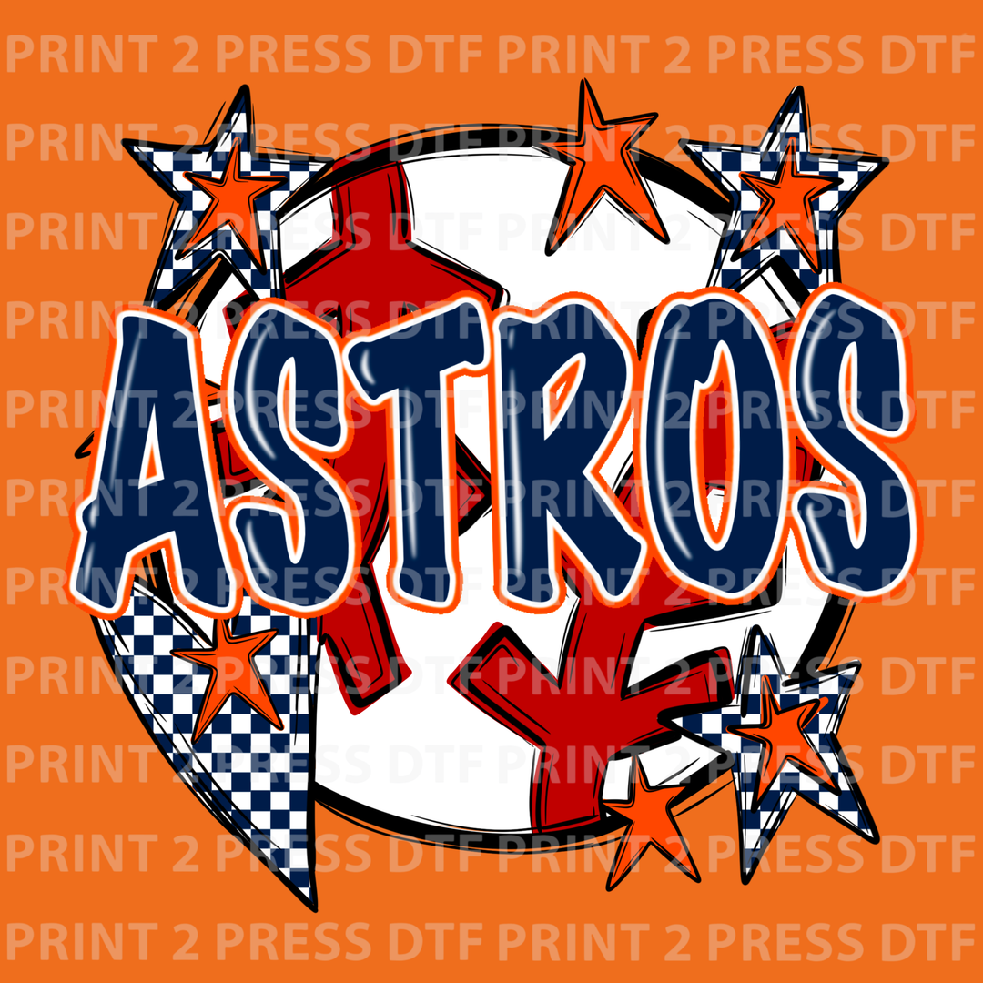Astros Baseball - Checkered Stars