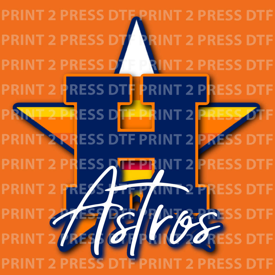 Astros Blue H w Orange and Yellow strip