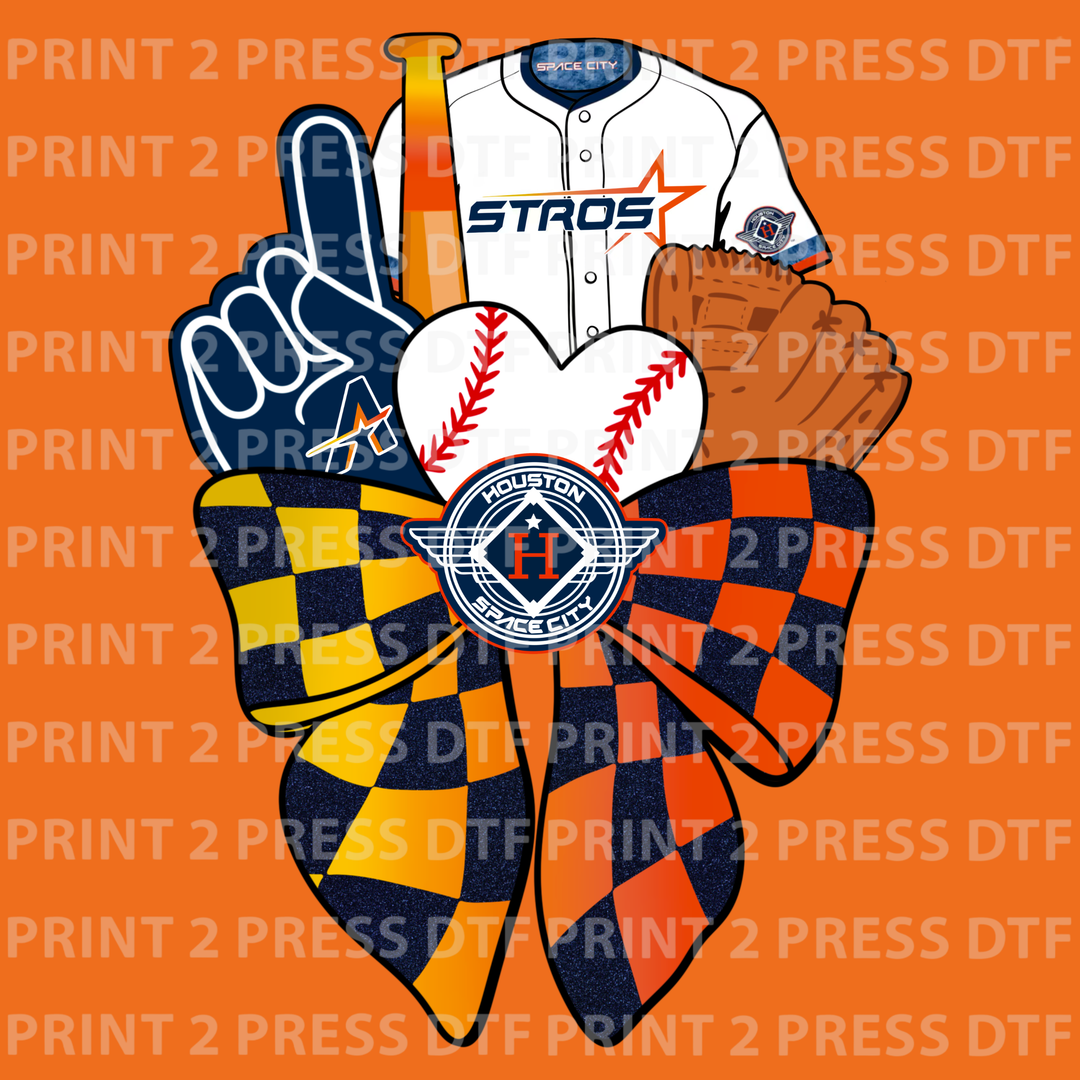 Checkered Orange & Gold Bow Glitter