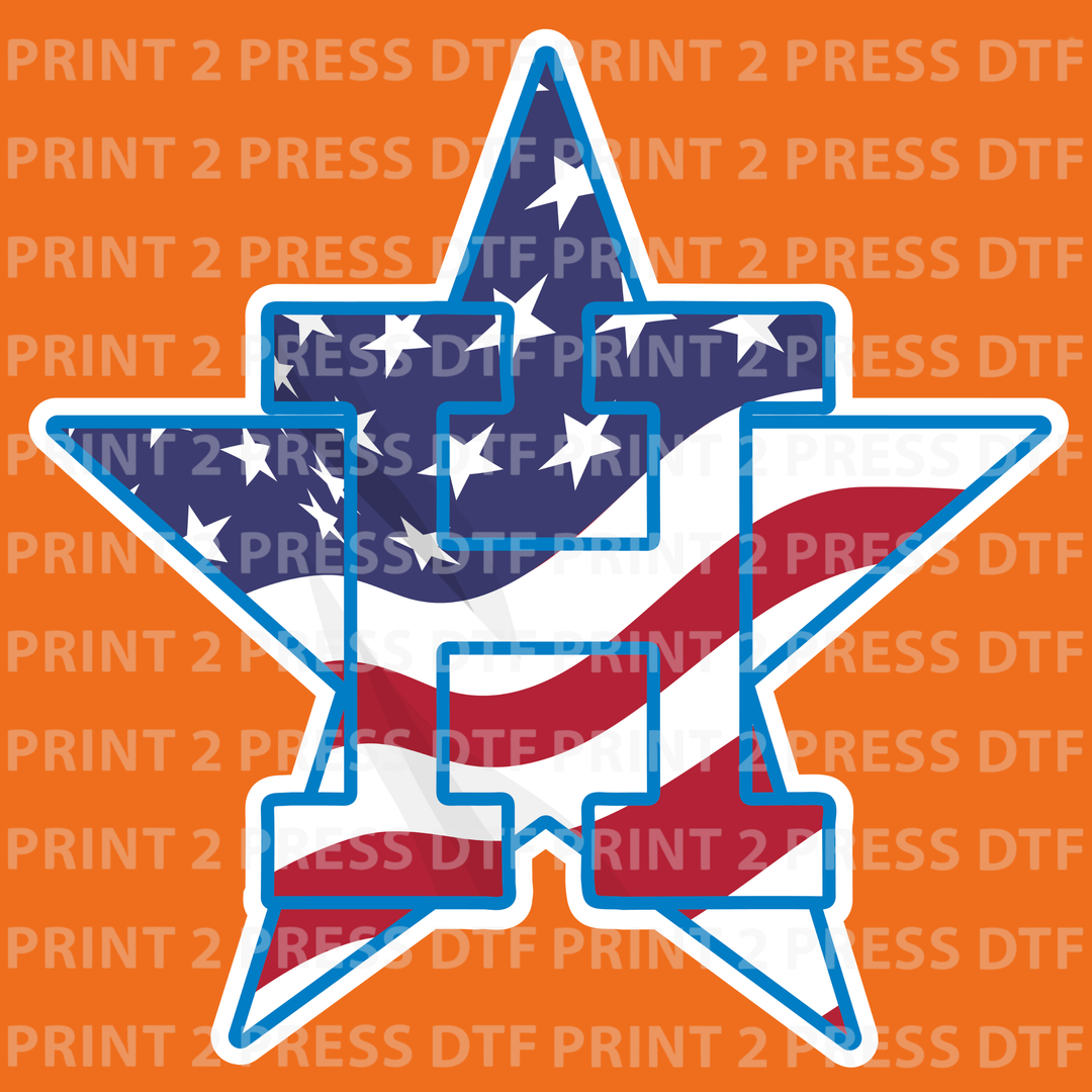 American Flag H - Baby Blue Trim
