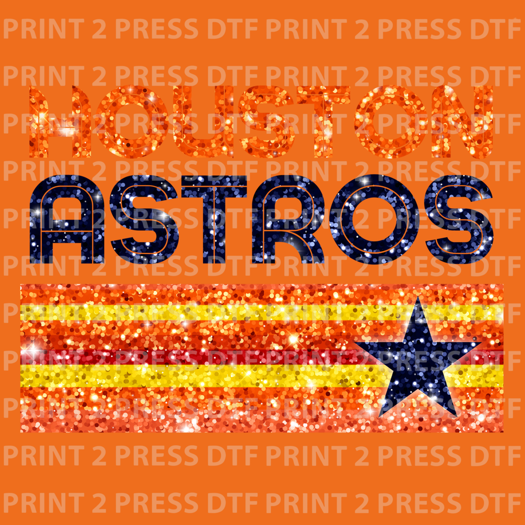 Faux Glitter Houston Astros Striped