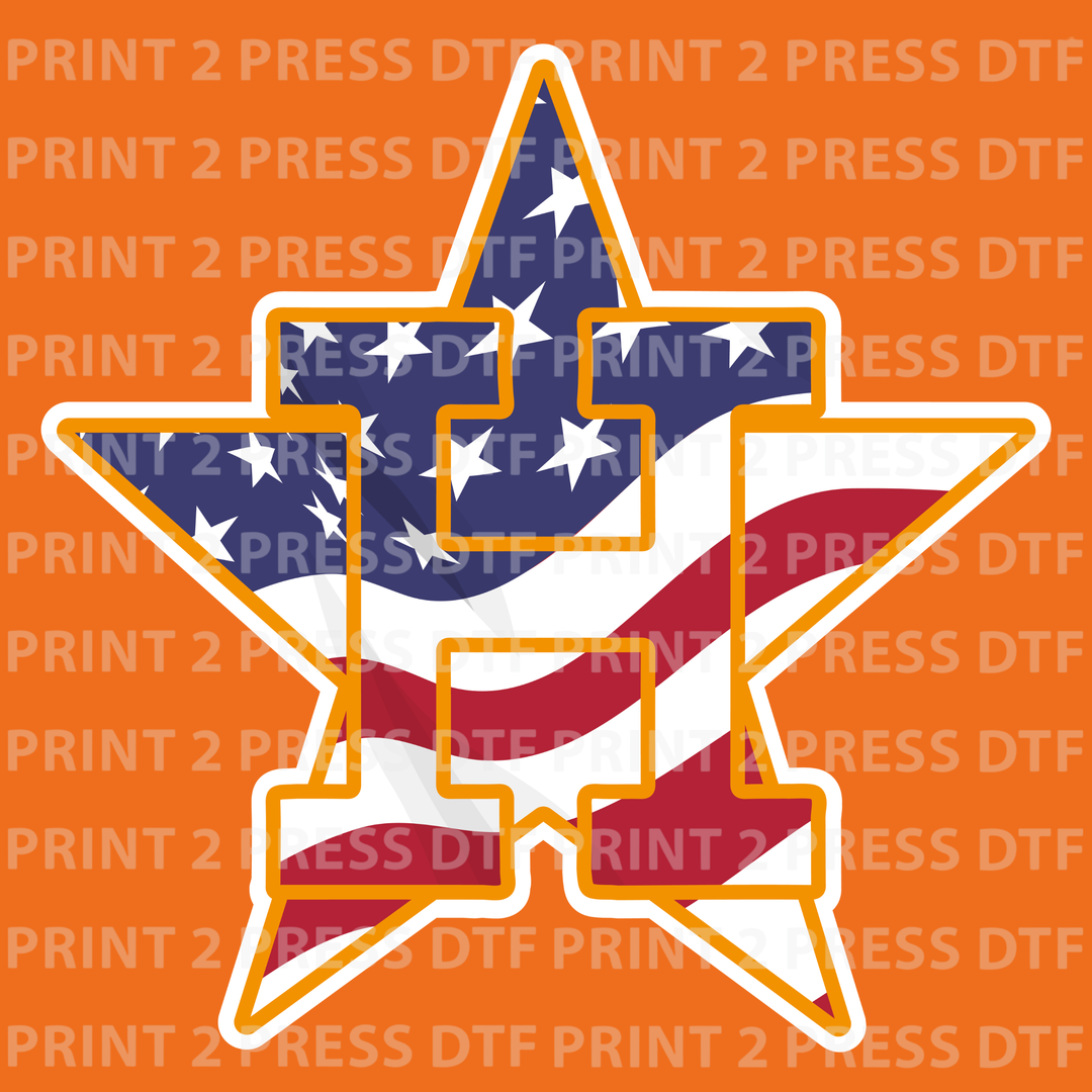 American Flag H - Gold Trim