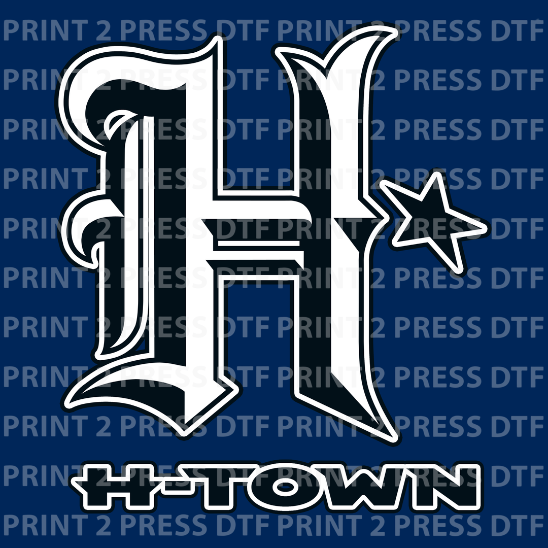 TXNS Old English Dark Navy and White H (H-Town)