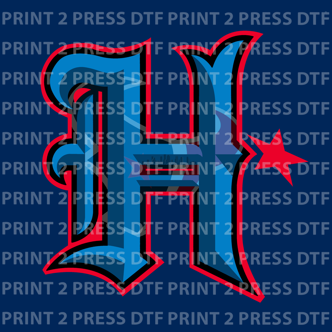 Old English Blue and Red Toro Silhouette