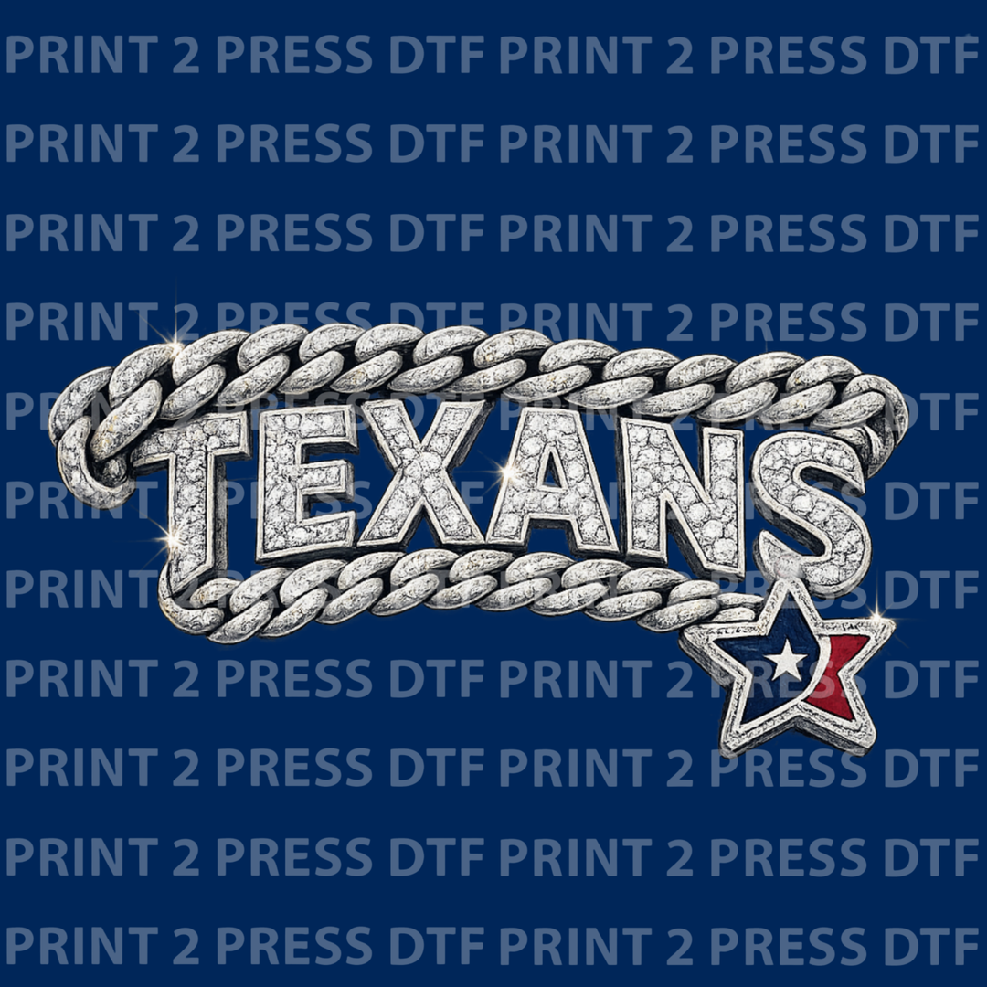 TEXANS Rhinestones w Silver Chain