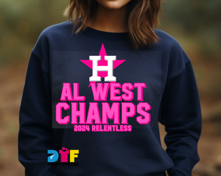 Pink AL West Champs DTF Transfer
