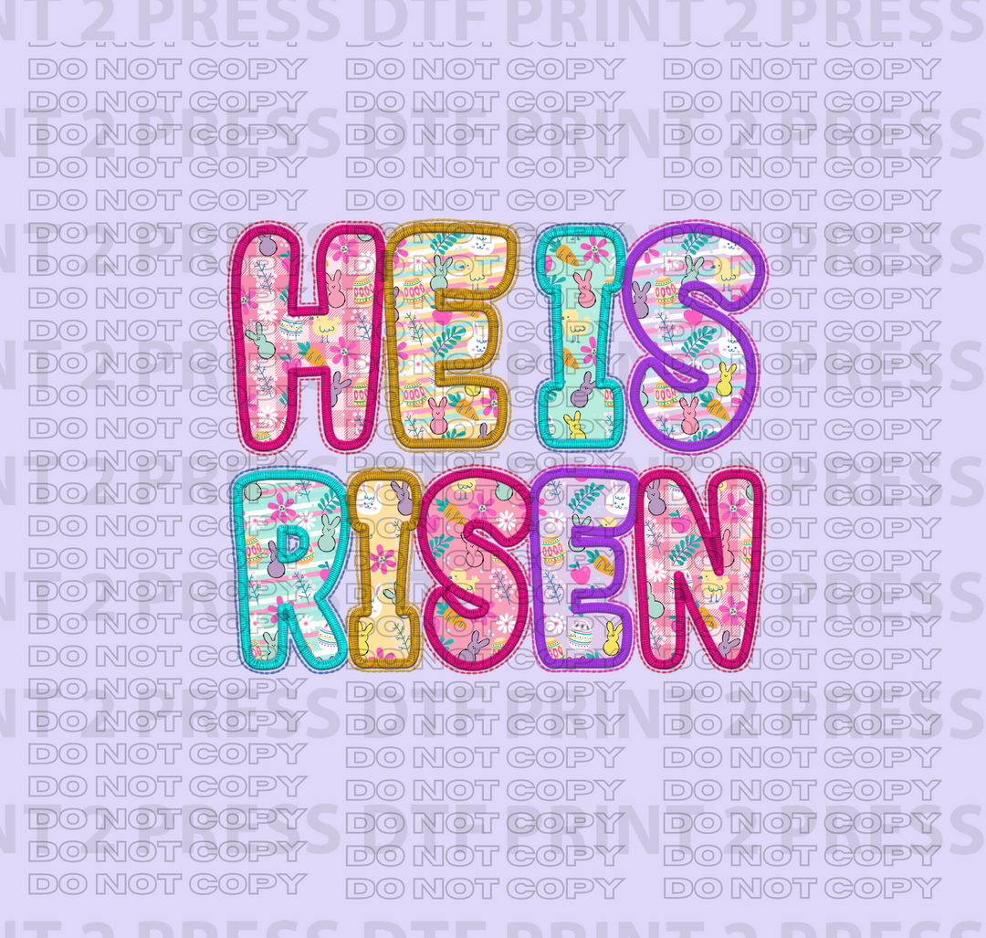 He Is Risen Faux Embroidery