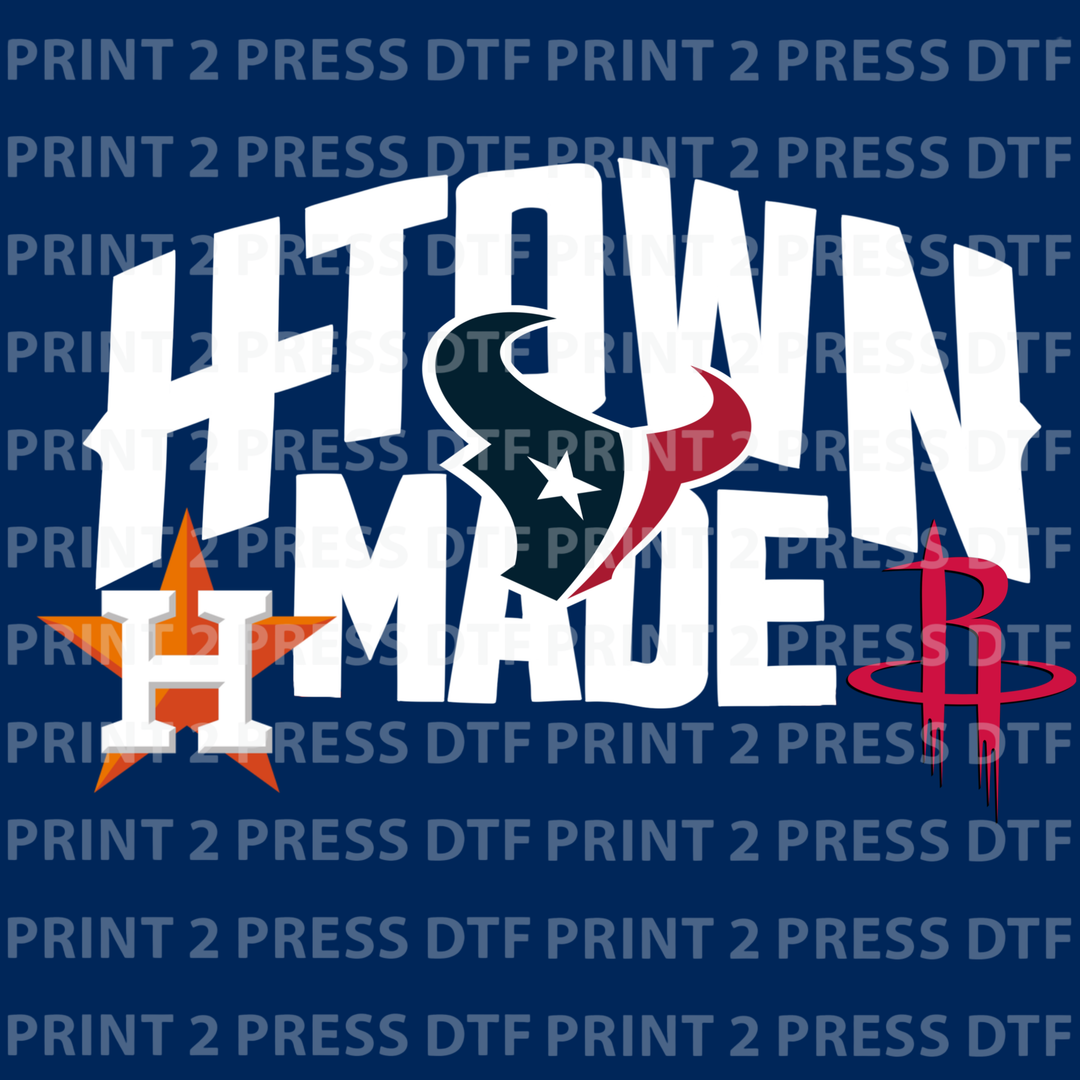 H-Town Made White Letters Team Logos