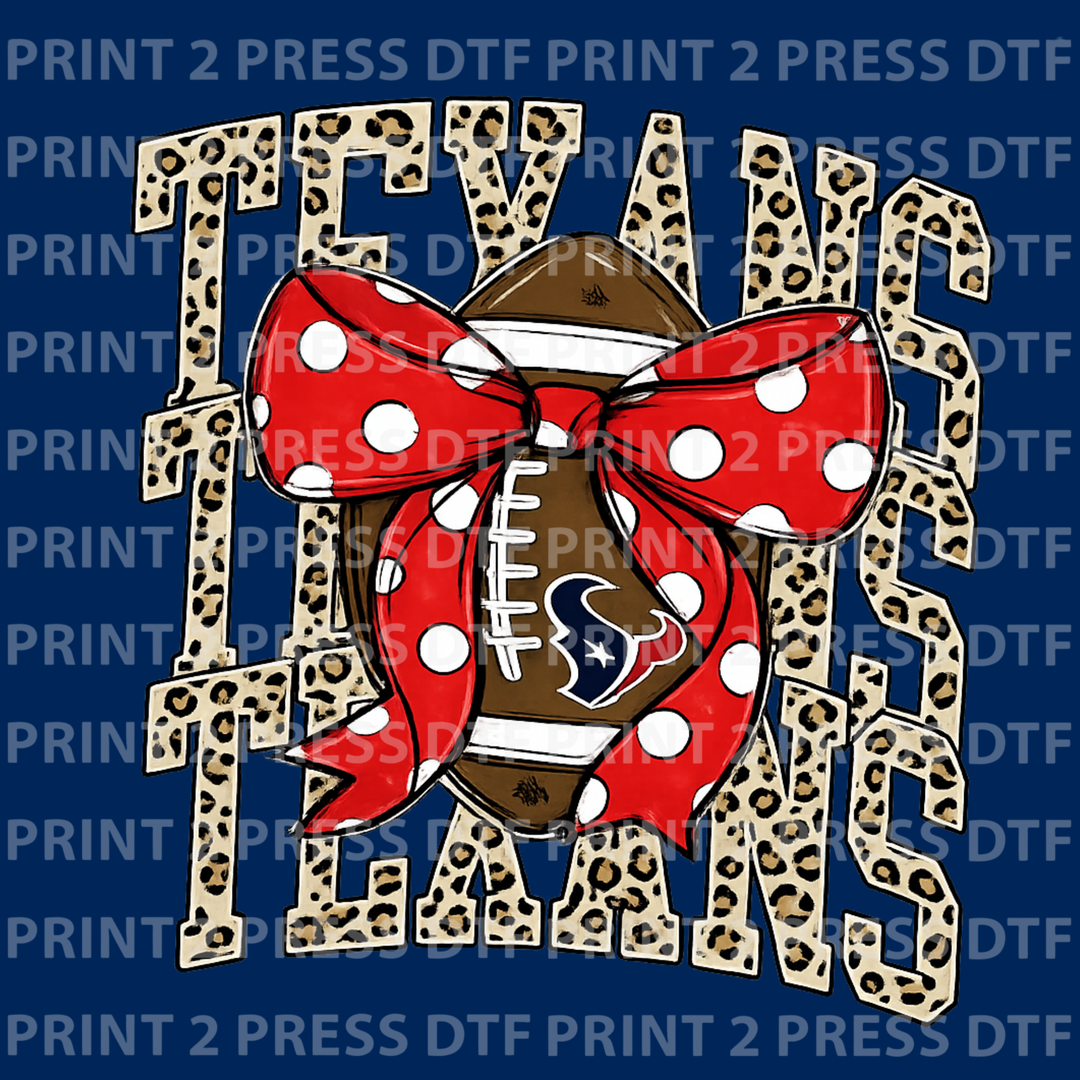 Texans Texans Texans Cheetah w Red Polka Dot Bow