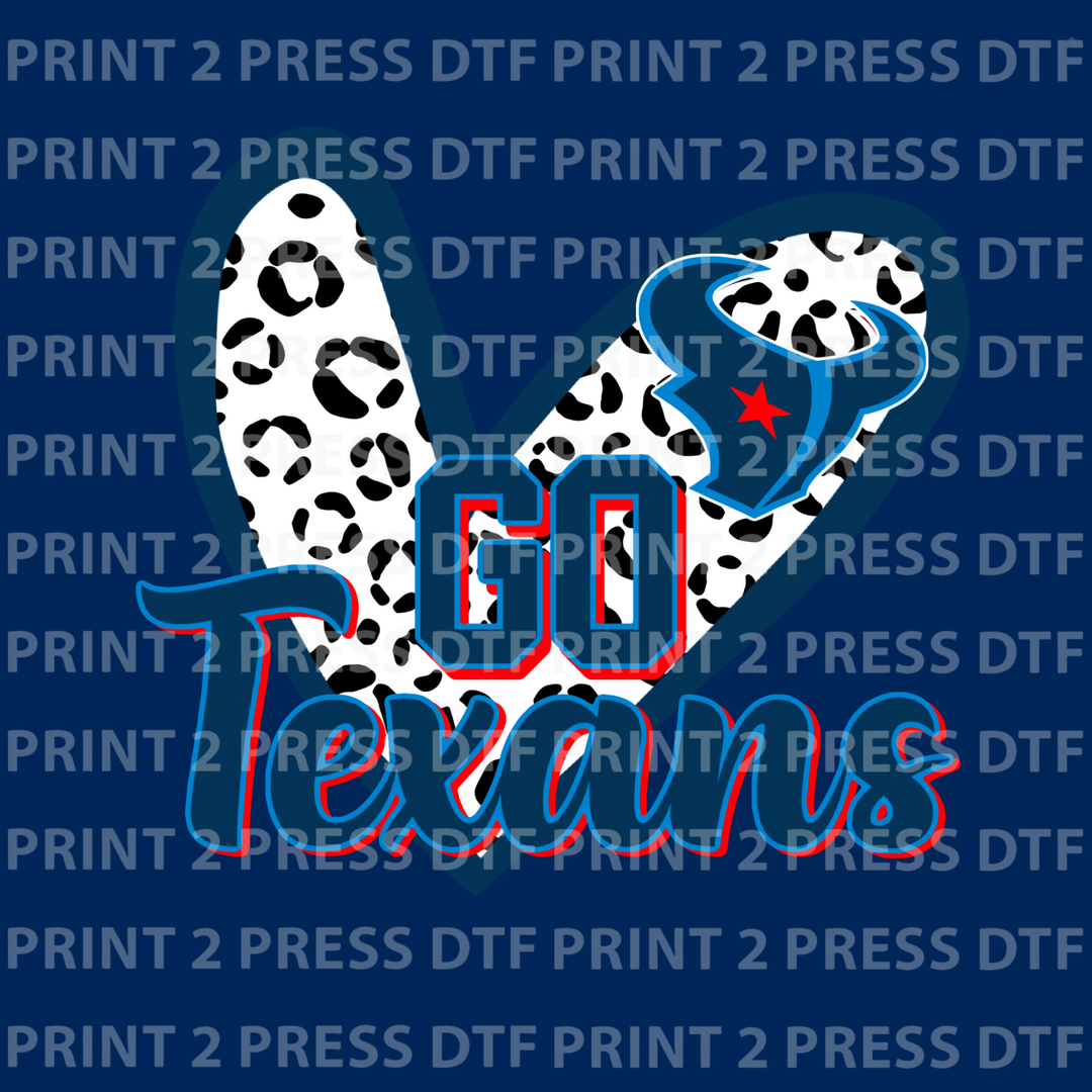 Go Texans Black White Heart