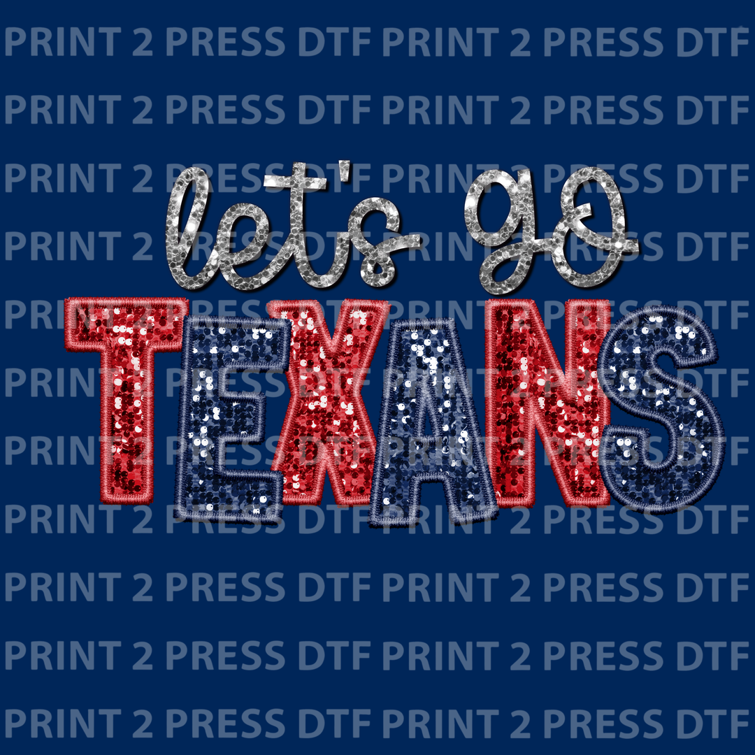 Faux Sequins Let's Go Texans
