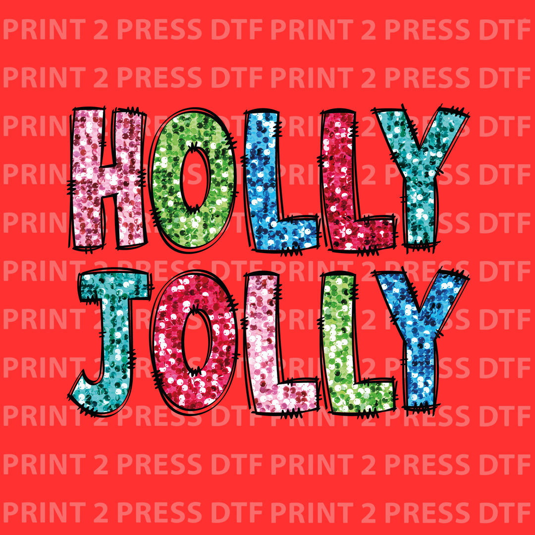 Faux Glitter Holly Jolly