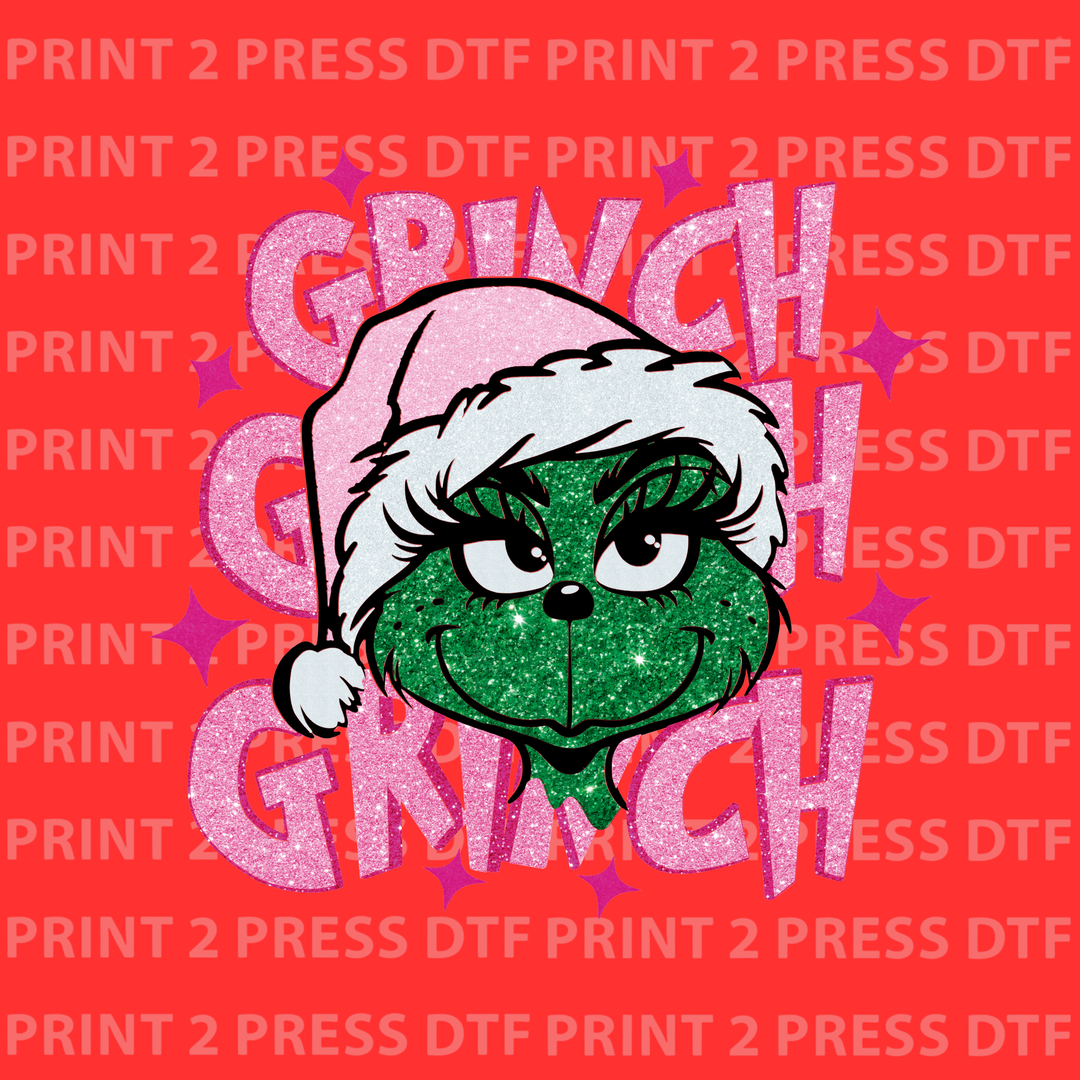 Faux Glitter Pink Grinch Grinch Grinch