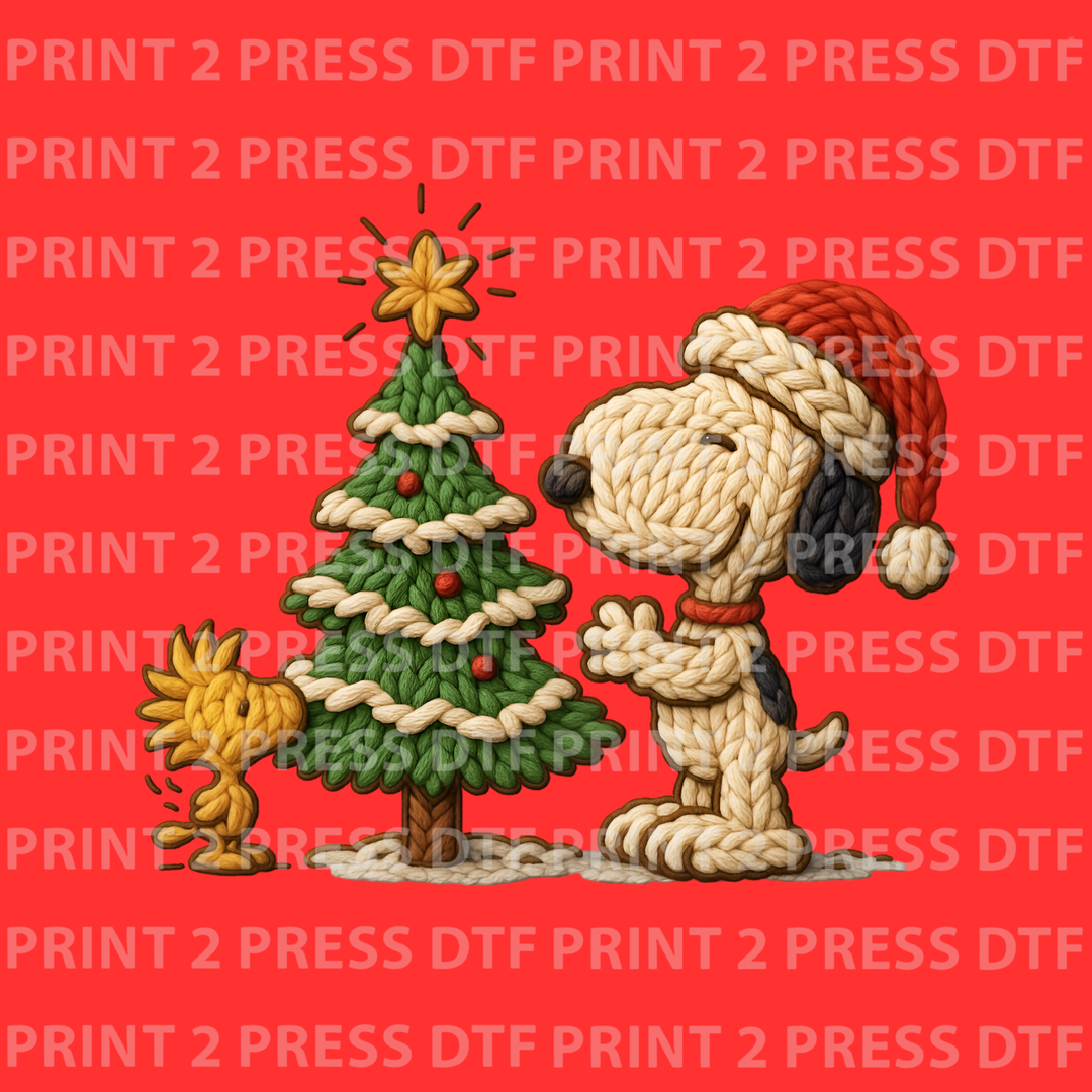 Christmas Snoopy Faux Embroidered