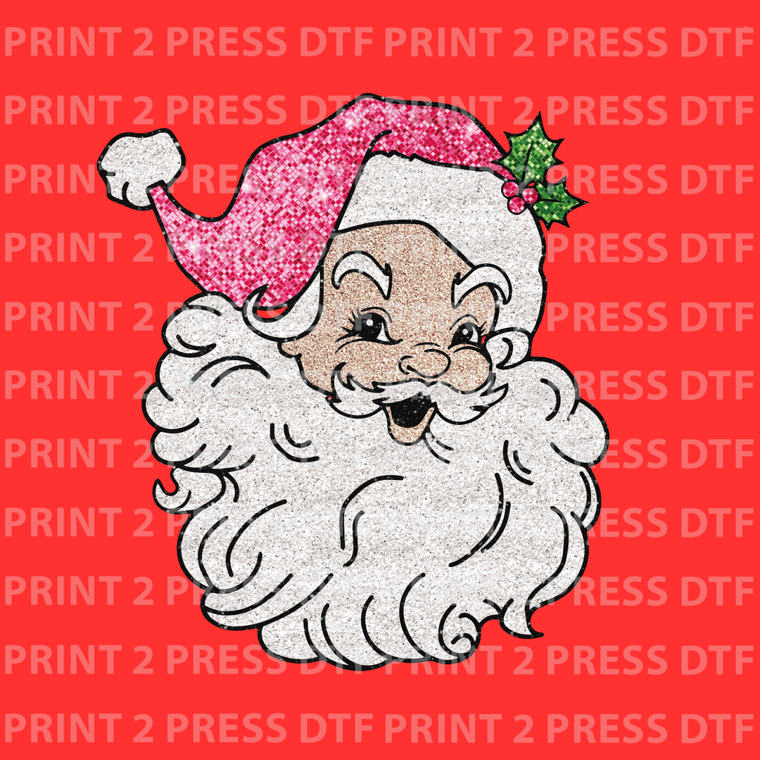 Faux Glitter Santa Fuchsia Hat